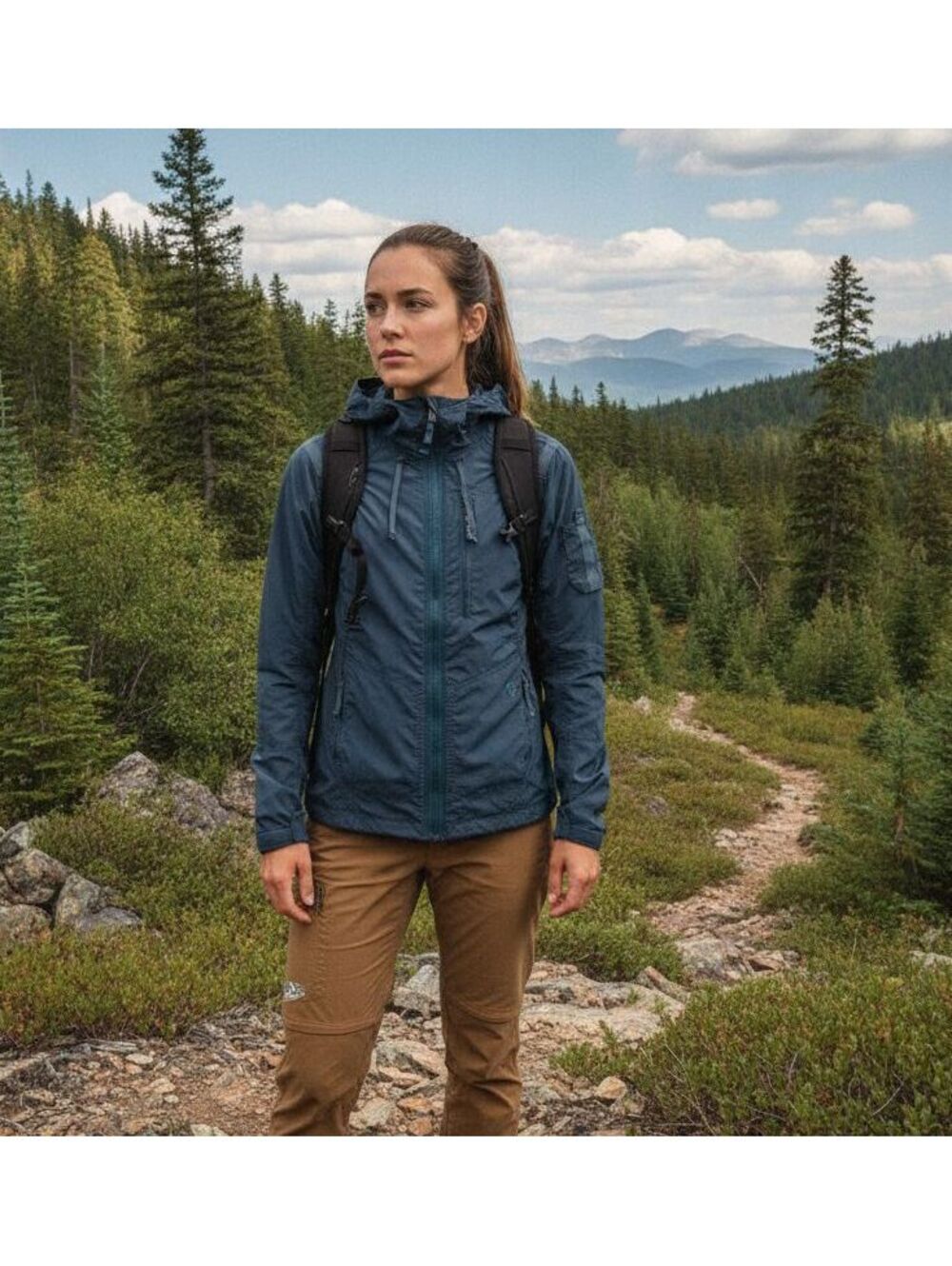 Mountain Hardwear Urbanite Travel Jacket | Women's Size 6 Blue Hooded Shell